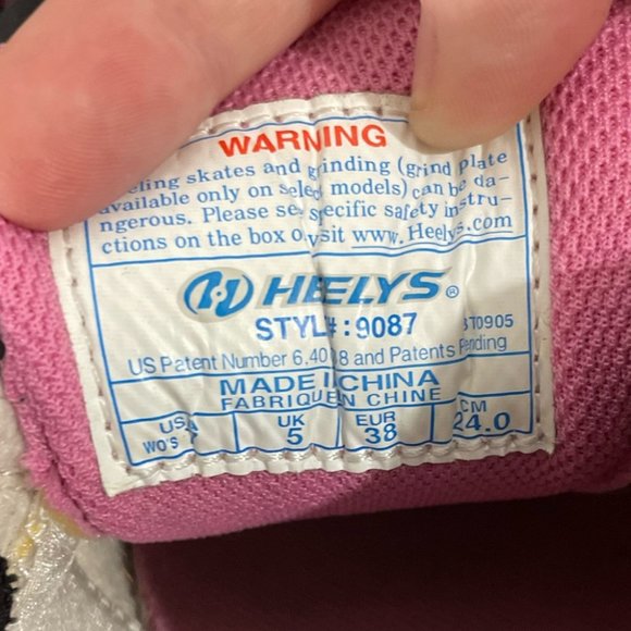 Heelys Sparkle Black and Pink Style 9087 Single Wheel Skater Shoe Size 7 W - Picture 3 of 4